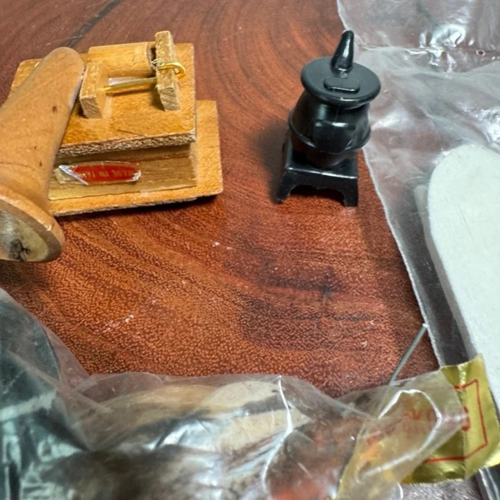 Vintage Dollhouse Miniatures Lot Duck Stove Coffee Mill Ironing Board England